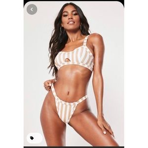 Missguided Cut Out Striped Bathing Suit